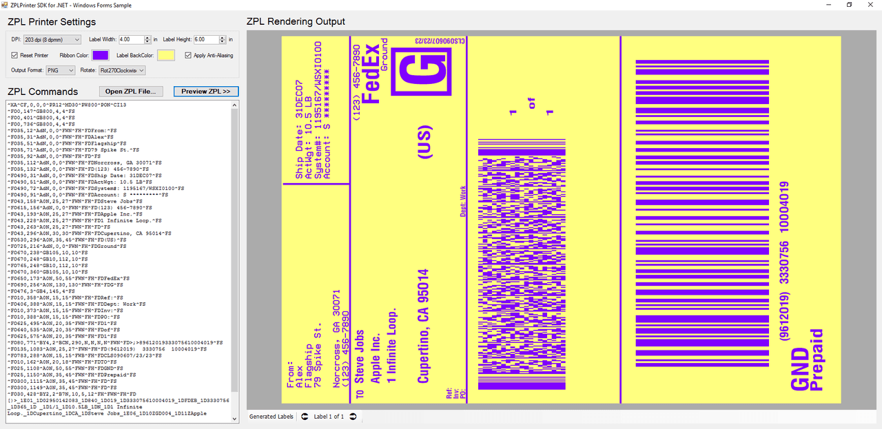 Neodynamic ZPLPrinter Emulator SDK for .NET Standard product image