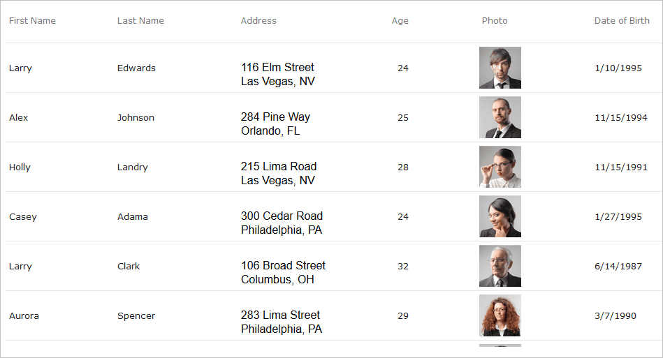 Quickly bind and display your data with little coding or configuration. Features include filtering, sorting, templates, and movable columns.