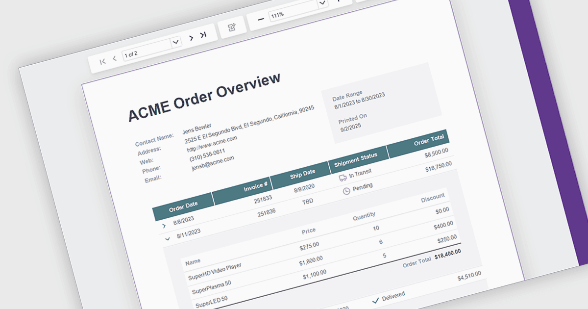 Explore Report Details with Interactive Drill Downs