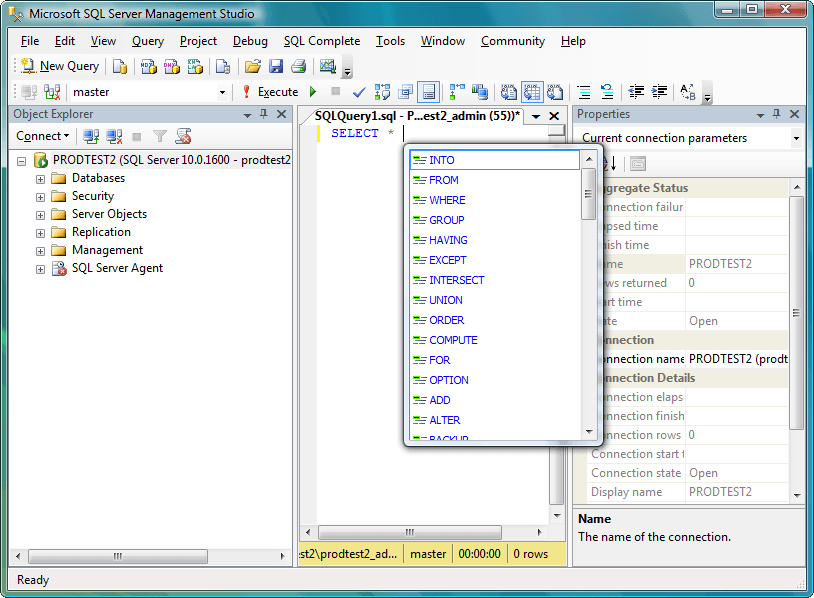 Smart autocompletion for SQL Server