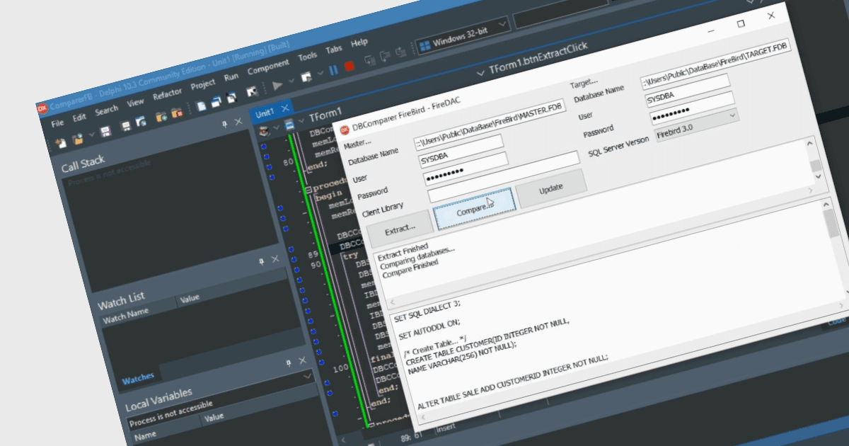 Datenbanken in RAD Studio 12 vergleichen und synchronisieren