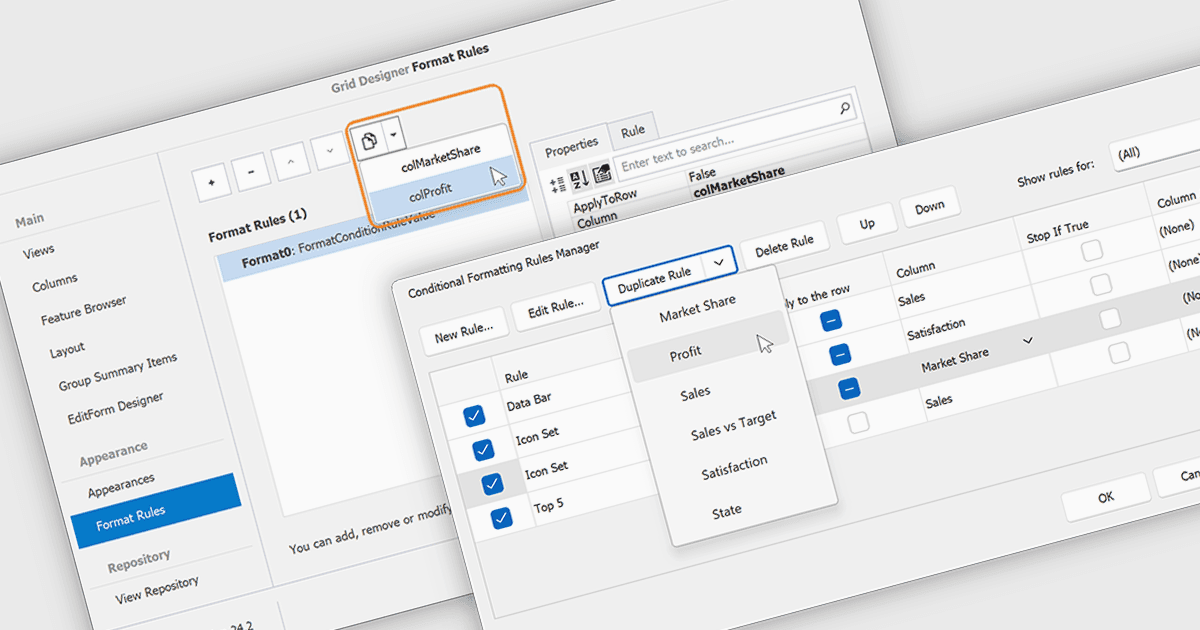 Quickly Duplicate Formatting Rules in WinForms
