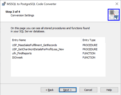 Migrate stored procedures and functions from SQL Server to PostgreSQL.