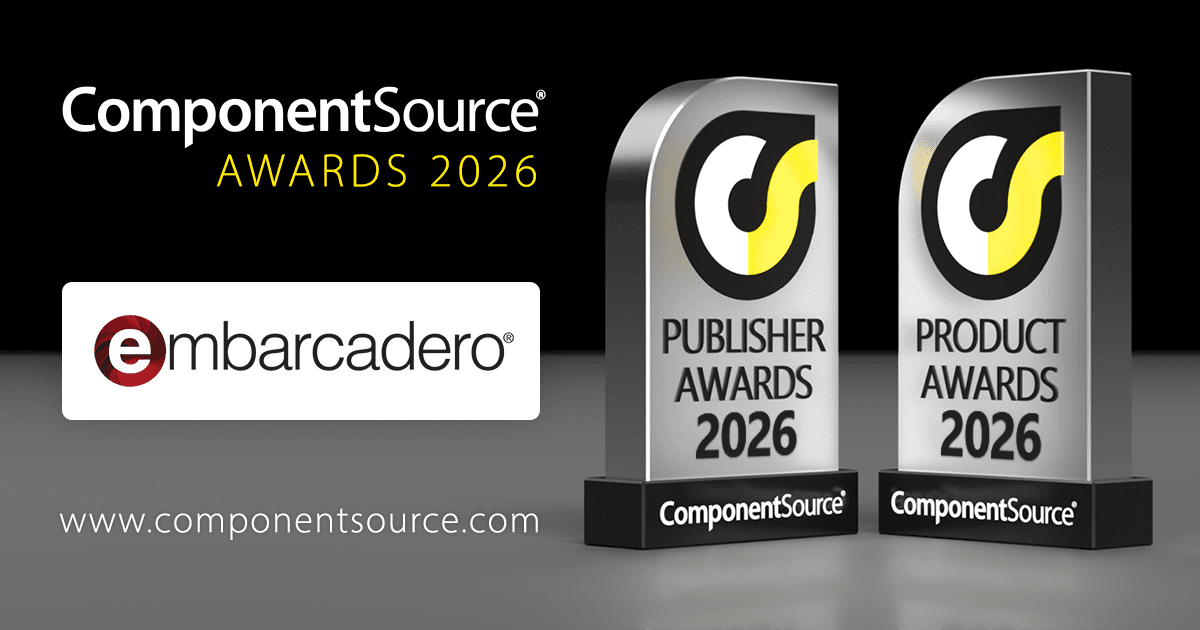 Embarcadero Wins Four ComponentSource Awards