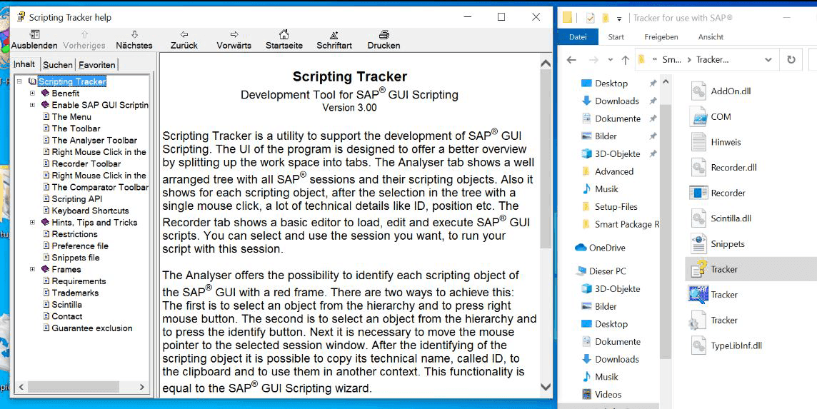 Contains software from Stefan Schnell to record and automate SAP (included as is without support).