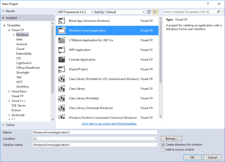 ComponentOne WinForms Project Templates product image