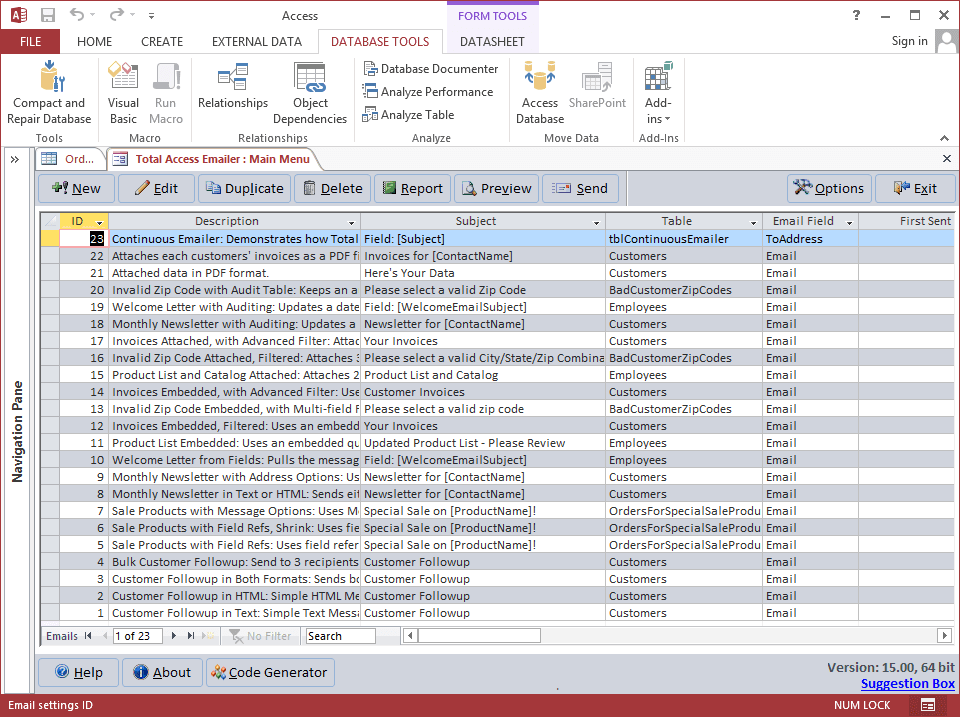 Create and send emails based on your data.