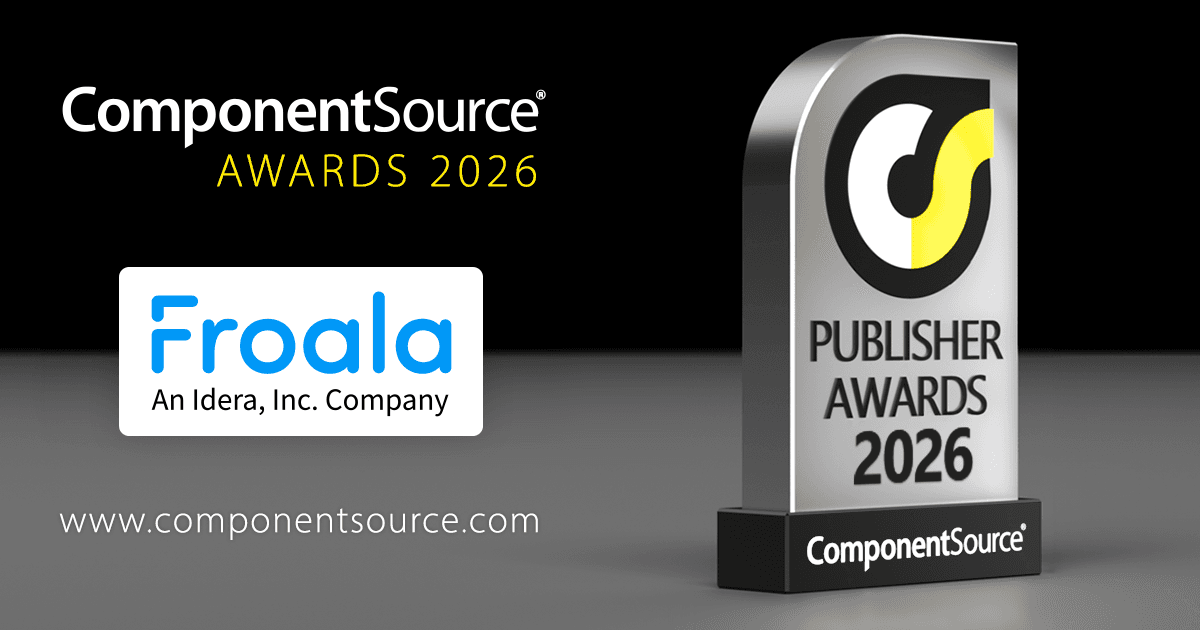 Froala Wins ComponentSource Award