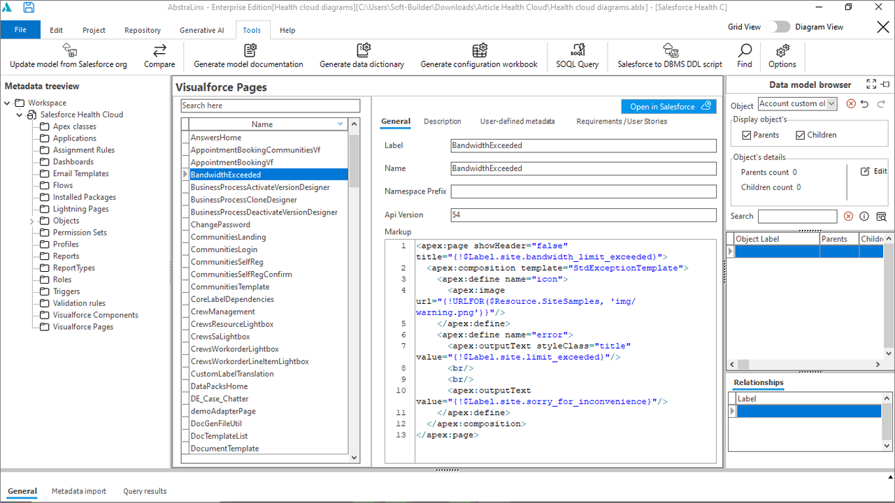 Visualforce pages management form.