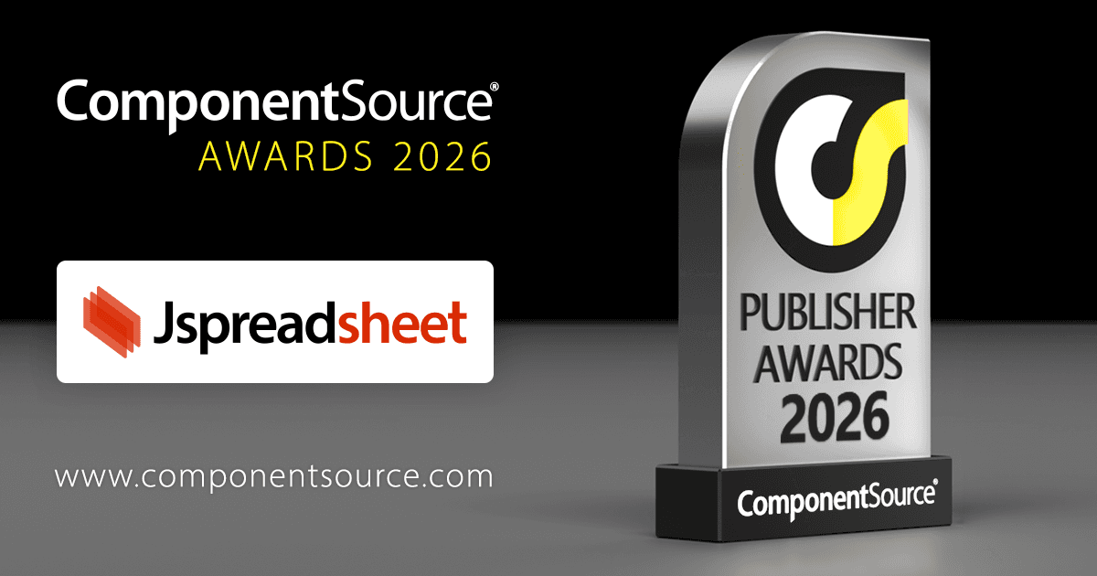 Jspreadsheet Wins ComponentSource Award