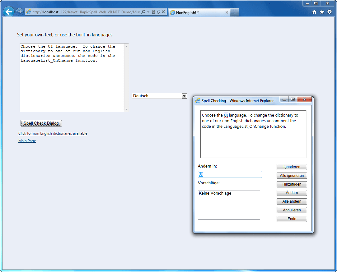 By implementing a custom interface you have the flexibility to decide which textbox is checked, using Javascript. This example implements the interface and uses two buttons to switch which textbox is to be checked, and then launch the checker.
