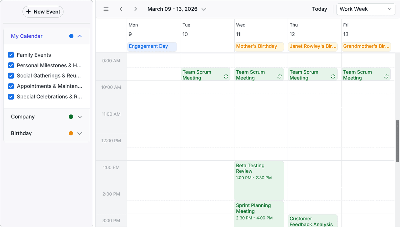 Syncfusion Scheduler SDK