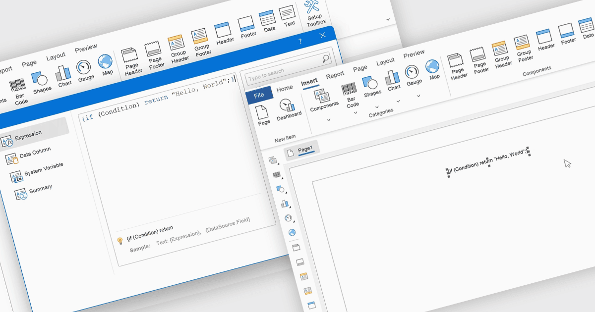Usa lo scripting C# per una logica di report dinamica