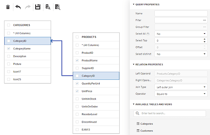 DevExpress ASP.NET Core Query Builder 產品圖片