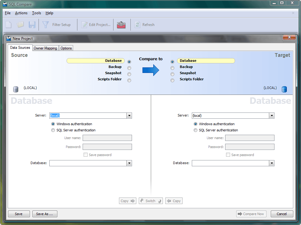 Compare and synchronize schemas.