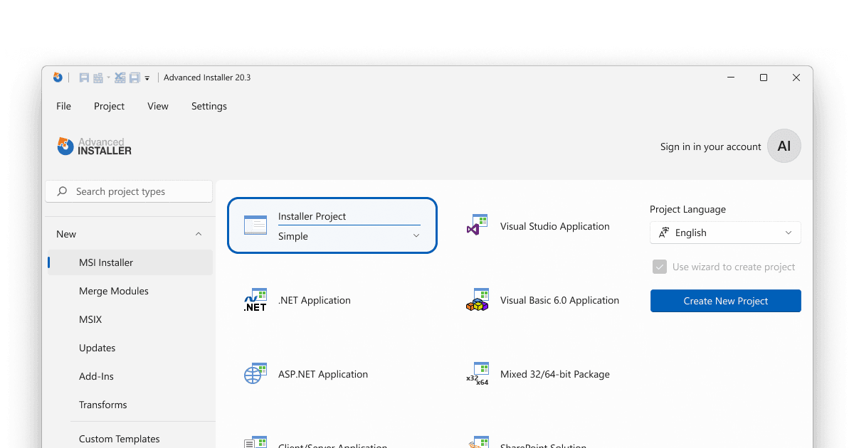 Advanced Installer 제품 이미지