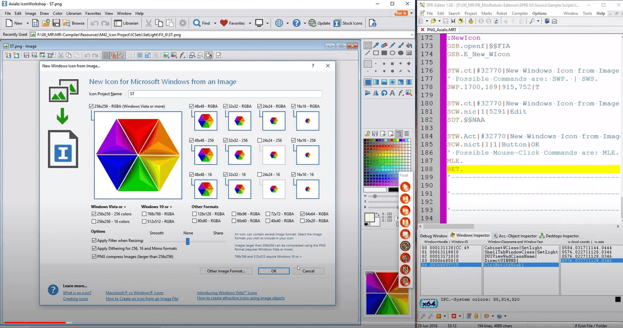 SPR produces its own Icons using "Axialis Icon Workshop".