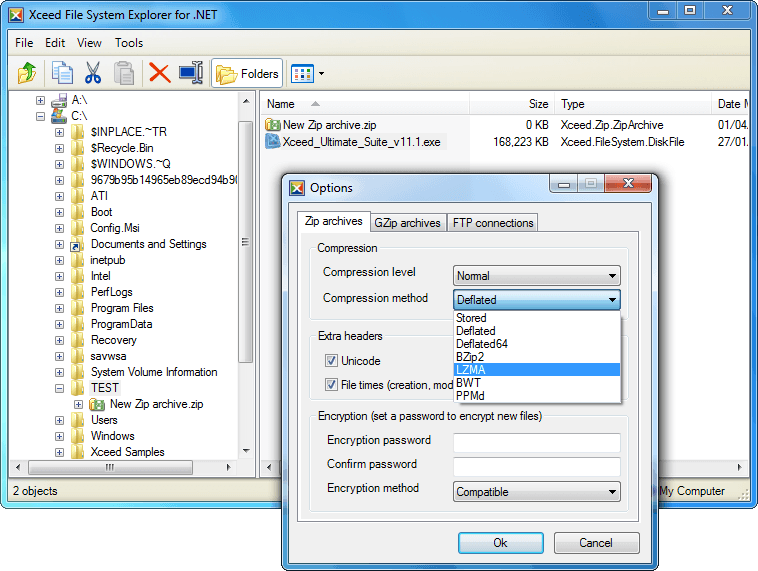 Create Zip files or compress/uncompress data in memory.