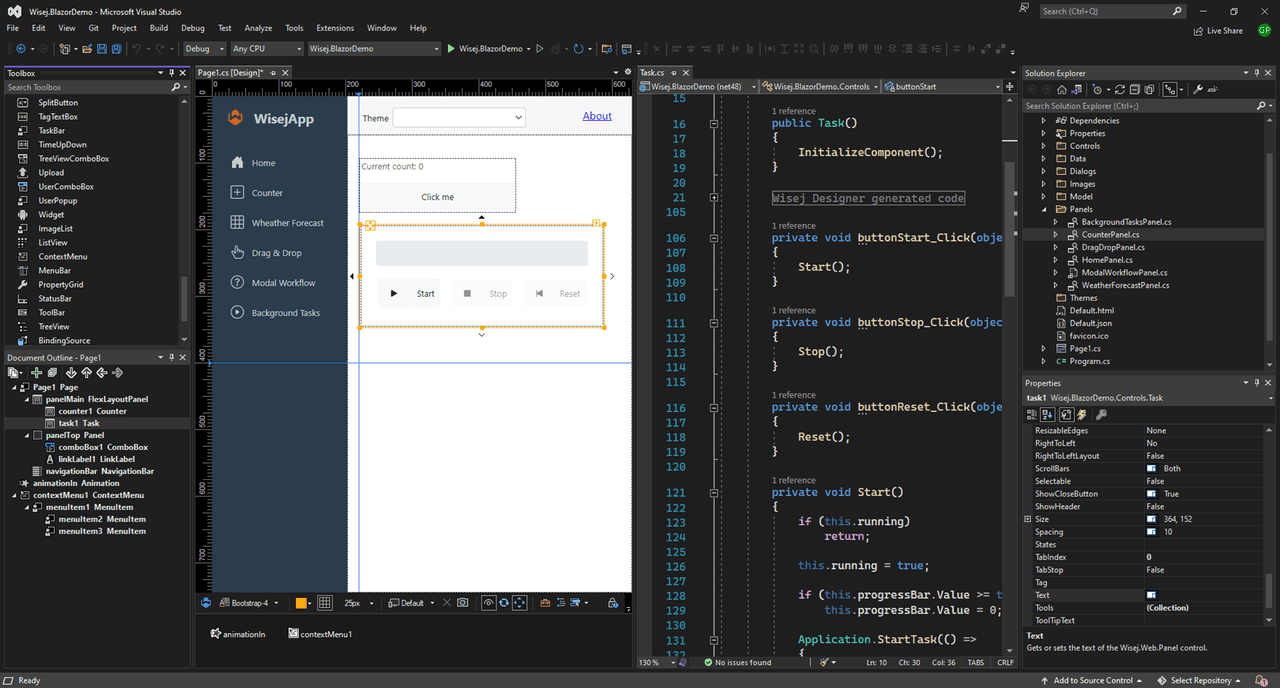 WYSIWYG design time experience for .NET web applications