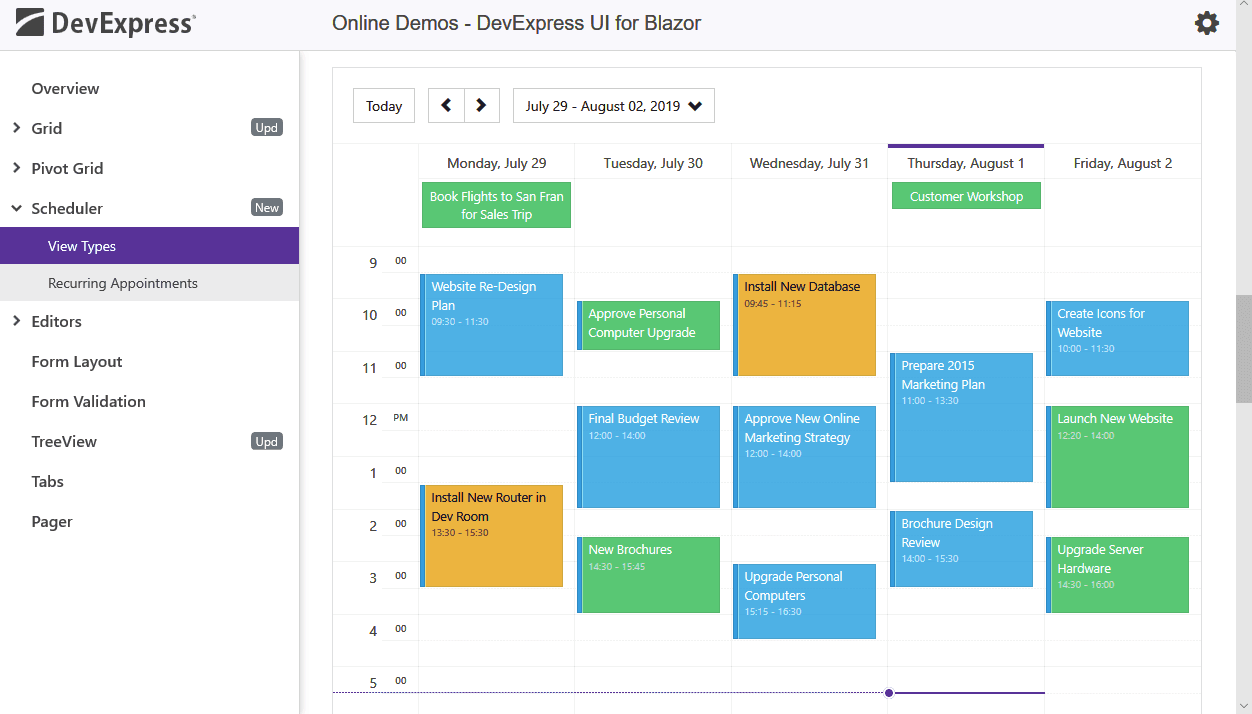 DevExpress Blazor Scheduler product image