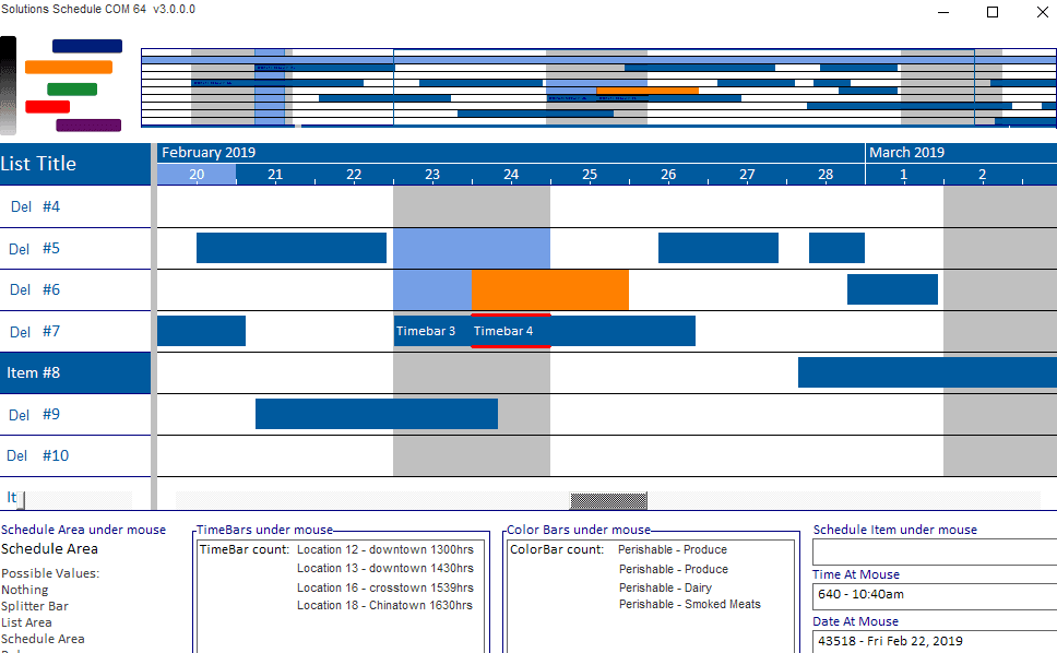 Gantt style drag and drop Enterprise resource planning and scheduling components.