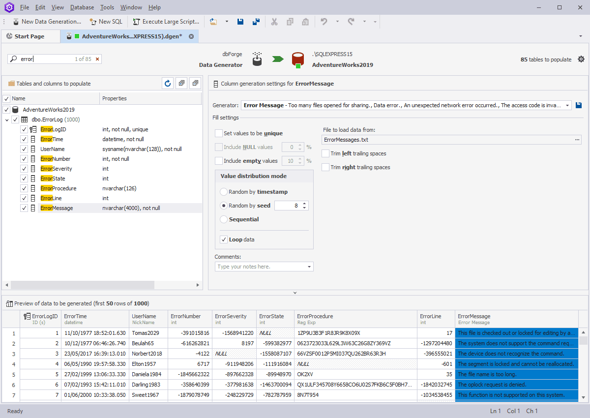 imagem do produto dbForge Data Generator