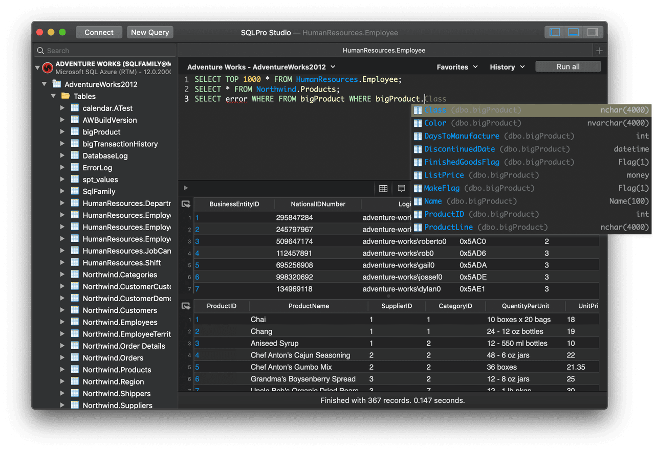 SQLPro Studio features full dark mode & light mode support, along with custom themes.