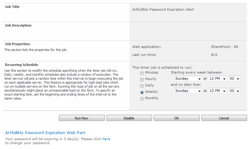 Password Expiration Web Part launched