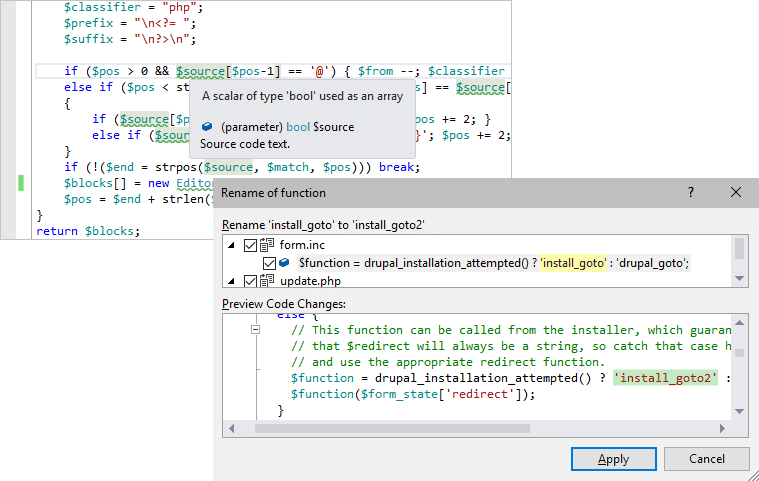 Develop PHP websites and applications in Visual Studio.