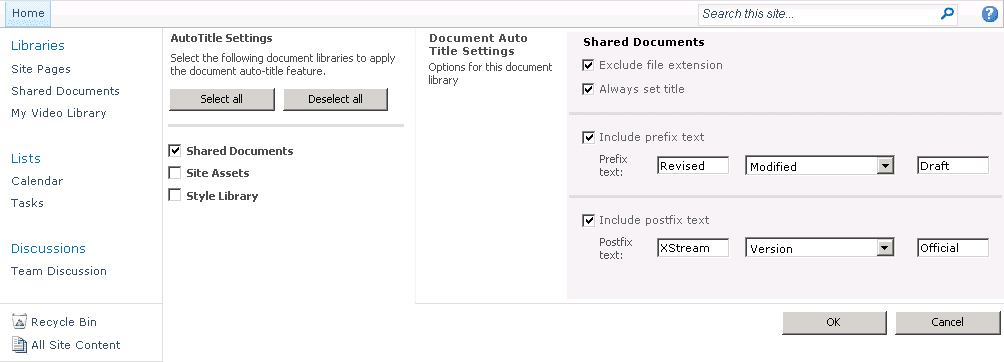 Auto set a SharePoint document title.