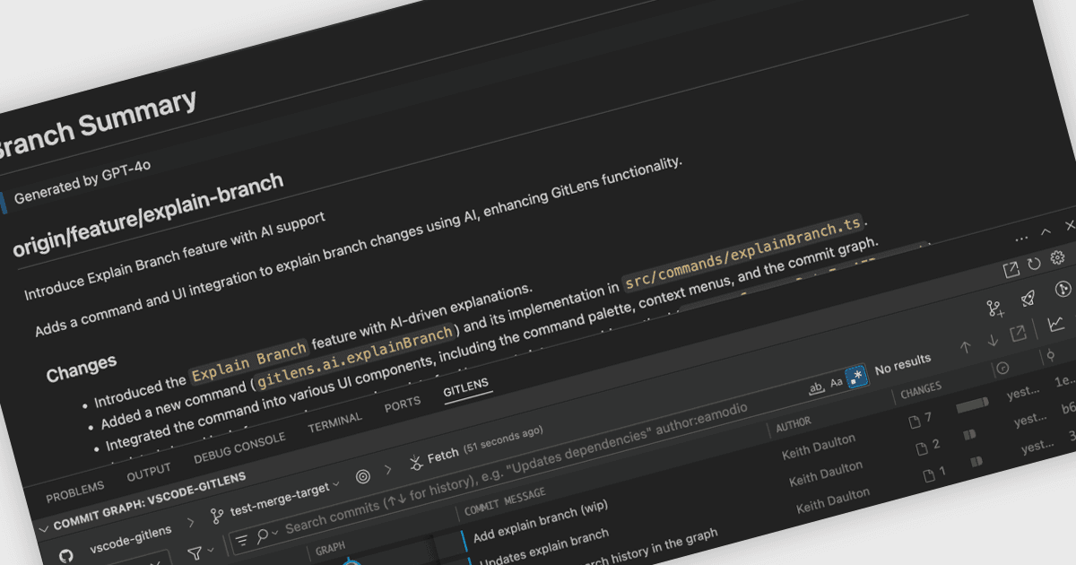Summarize Branch Changes with GitLens AI