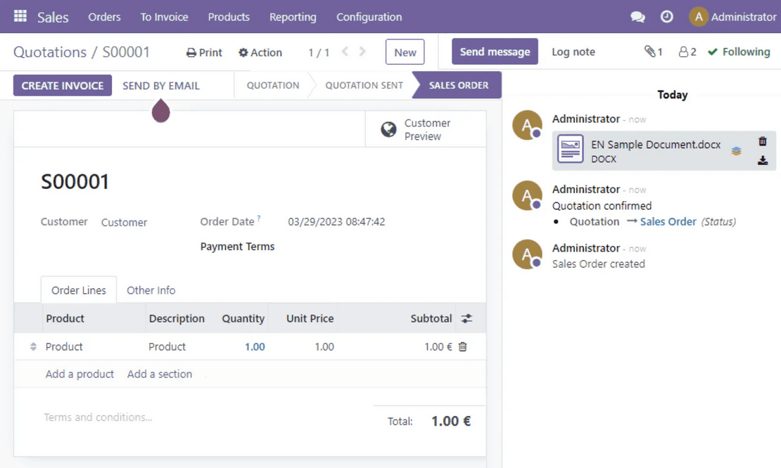 Edit and collaborate on Office files within Odoo documents.