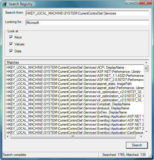 Rename registry keys, import/export, search, receive change notification.