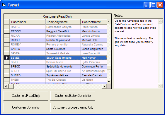 You can set a recordset to be read-only and prevent the user from modifying any data.