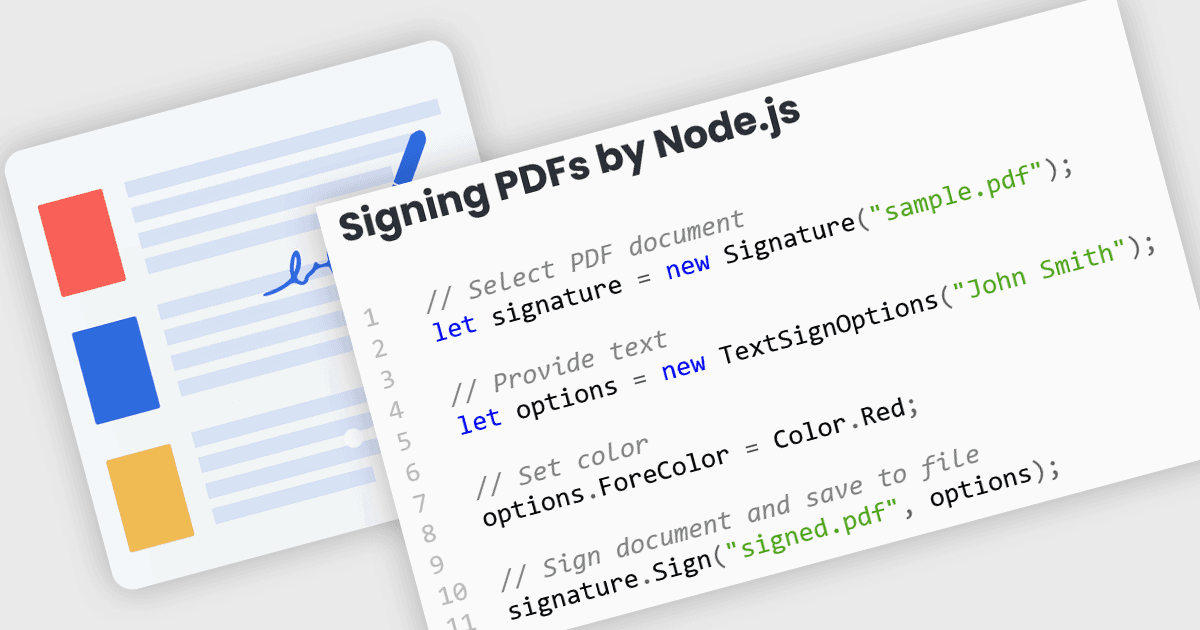 Añada la firma de documentos a sus apps de Node.js