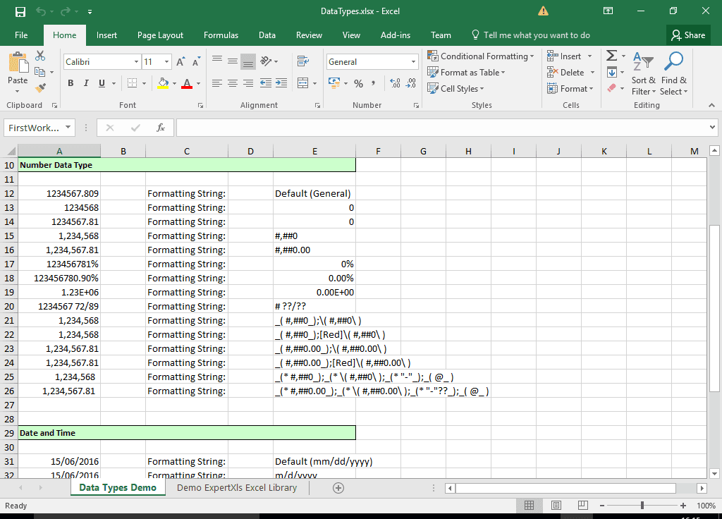 You can set worksheet cells with various data types.
