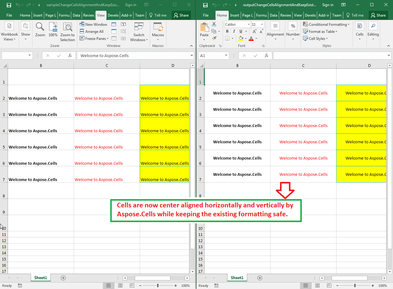 Change Cells Alignment and Keep Existing Formatting