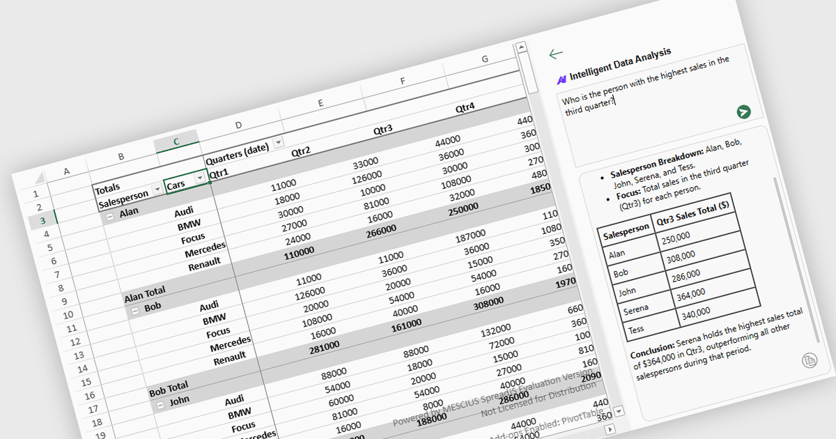 Supercharge JavaScript Spreadsheets using AI