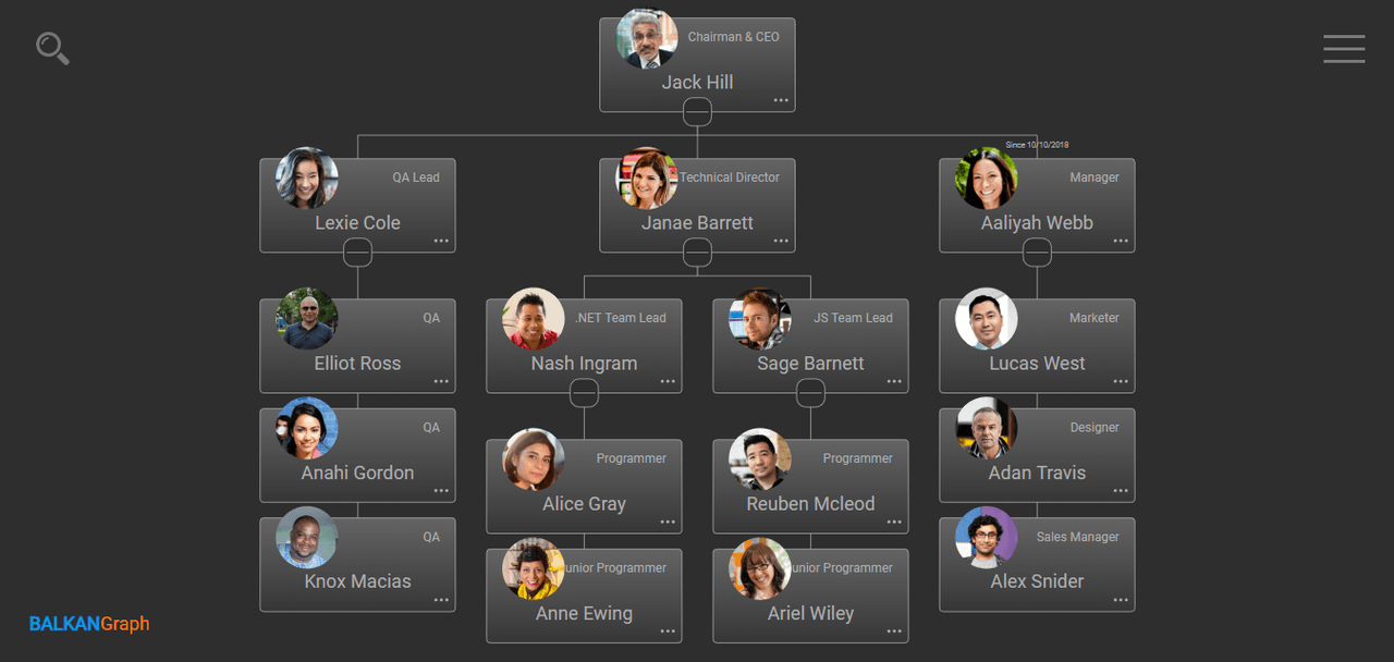 Create simple, flexible and highly customizable organization charts for presenting structural data in an elegant way.