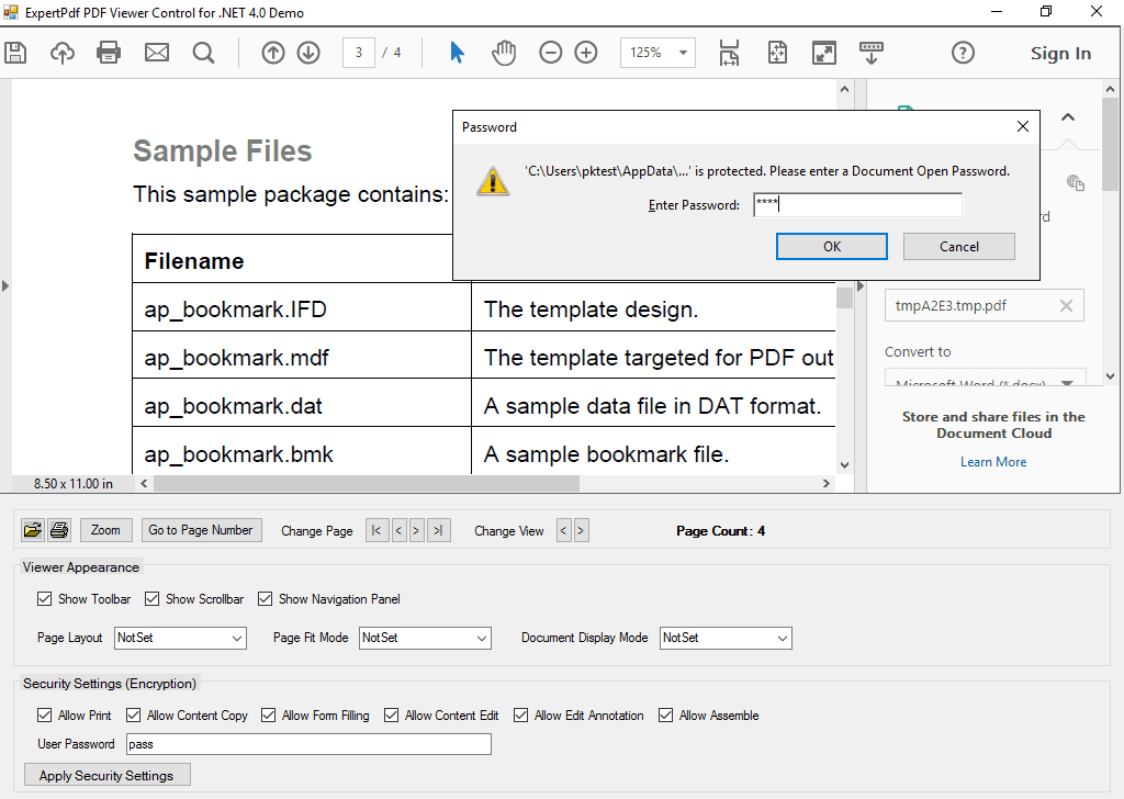 You can apply various security settings to your PDF, including: allow print, allow copy, allow edit, password protection and more.