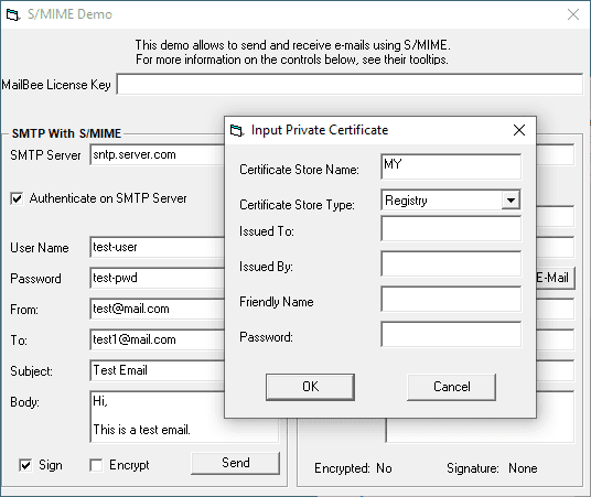 Enables MailBee Objects to communicate to process secure mail using S/MIME.