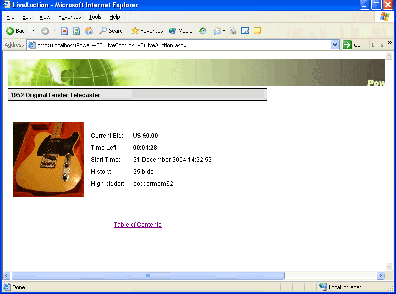 Use LiveTimer, LiveImageButton, LiveMessageBox to simulate the last 2 minutes of an online auction.