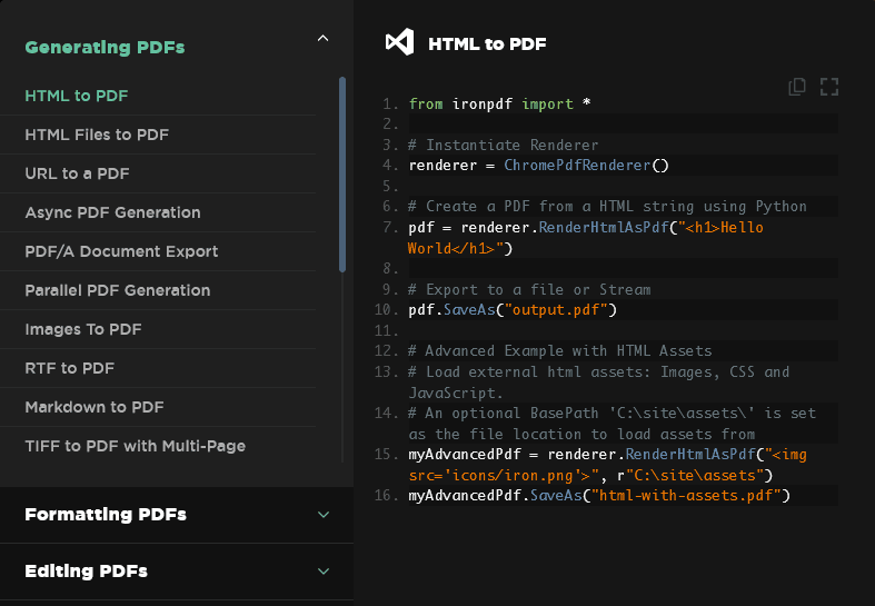 Create, edit and extract PDF content in Python projects.