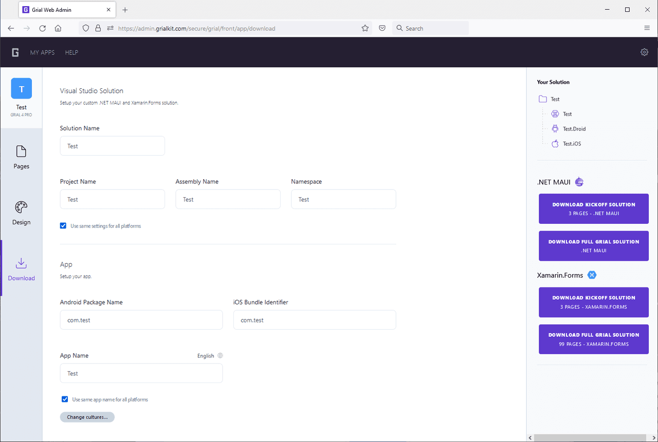 Download a structured .NET solution and continue development in Visual Studio or Visual Studio Code.
