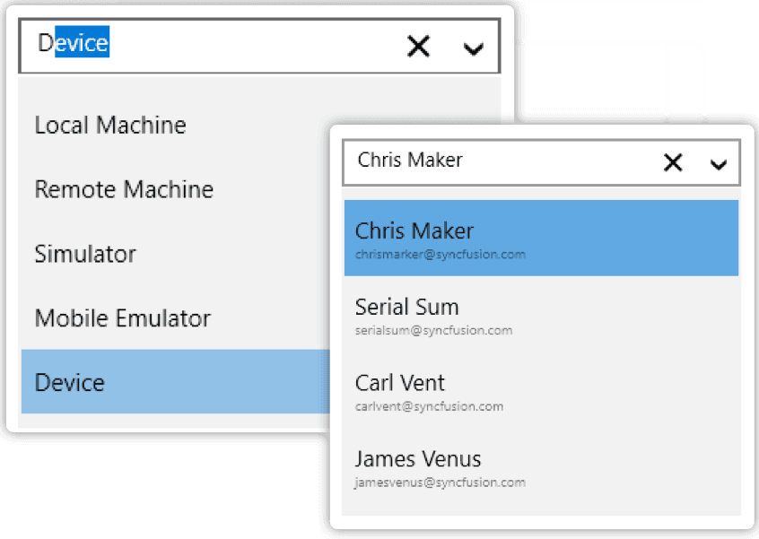 Syncfusion UWP UI Selection Controls