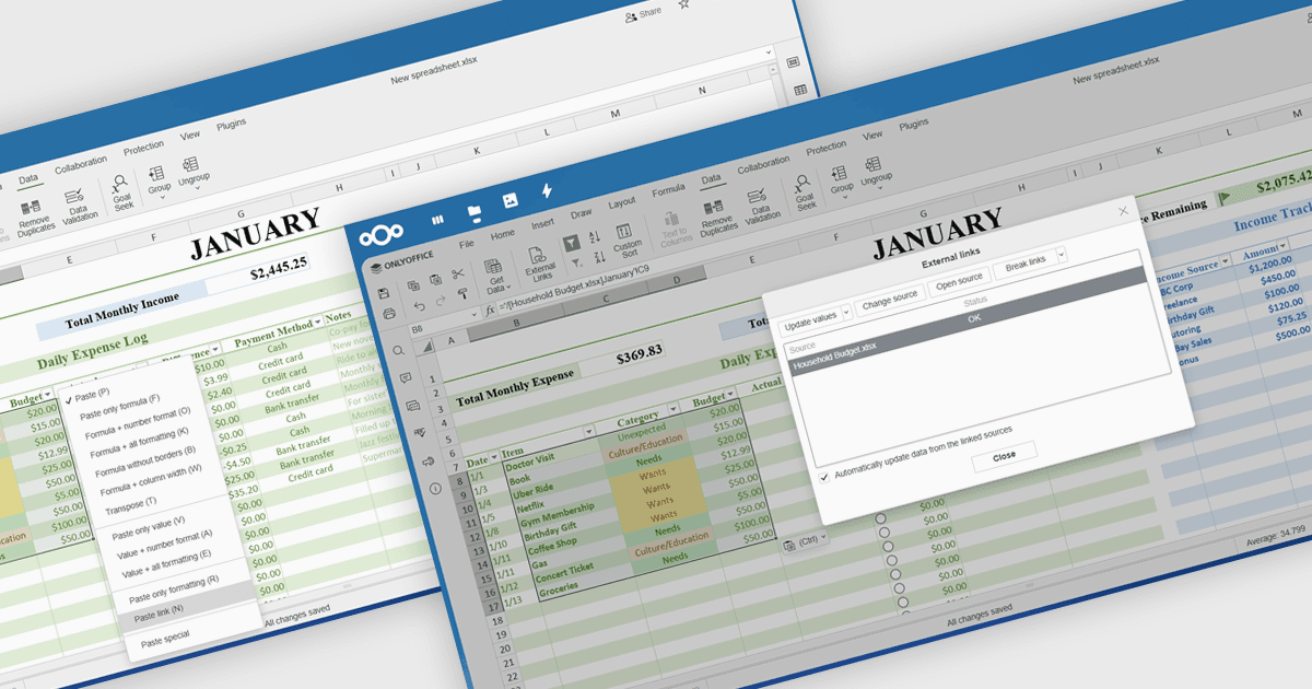 Import Data into Spreadsheets with External Links