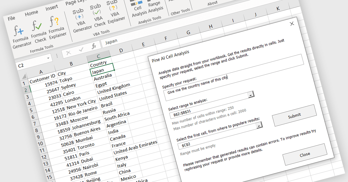 Add the Power of AI to Excel Workbooks