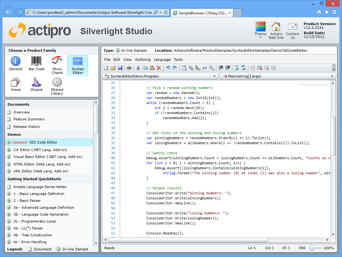 Actipro SyntaxEditor for Silverlight launched