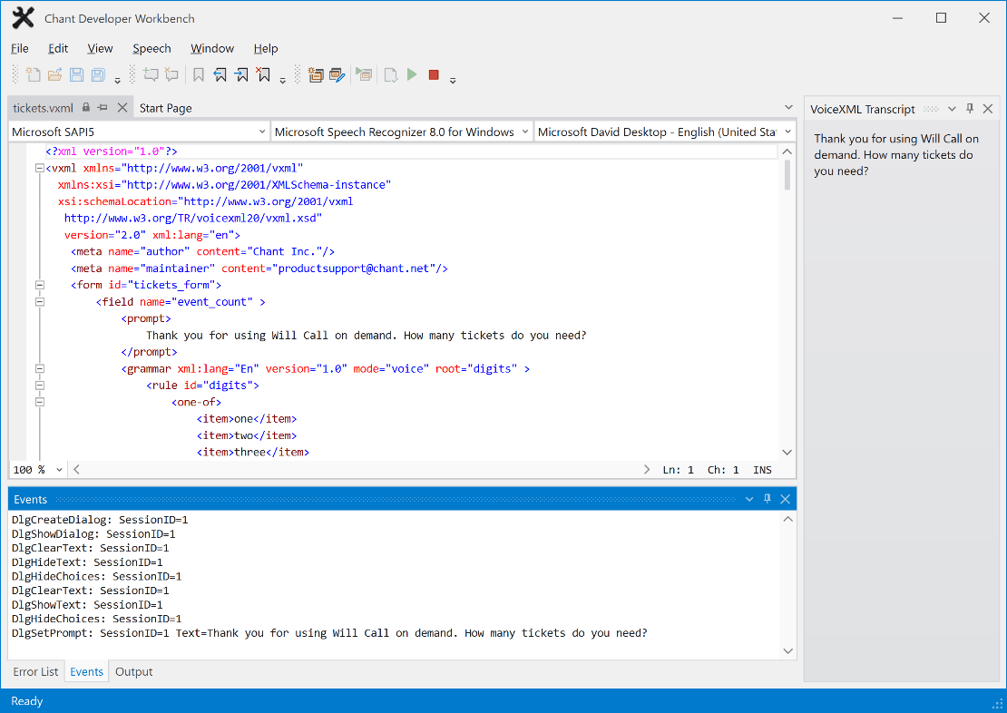 Test VoiceXML documents offline before deploying to servers.