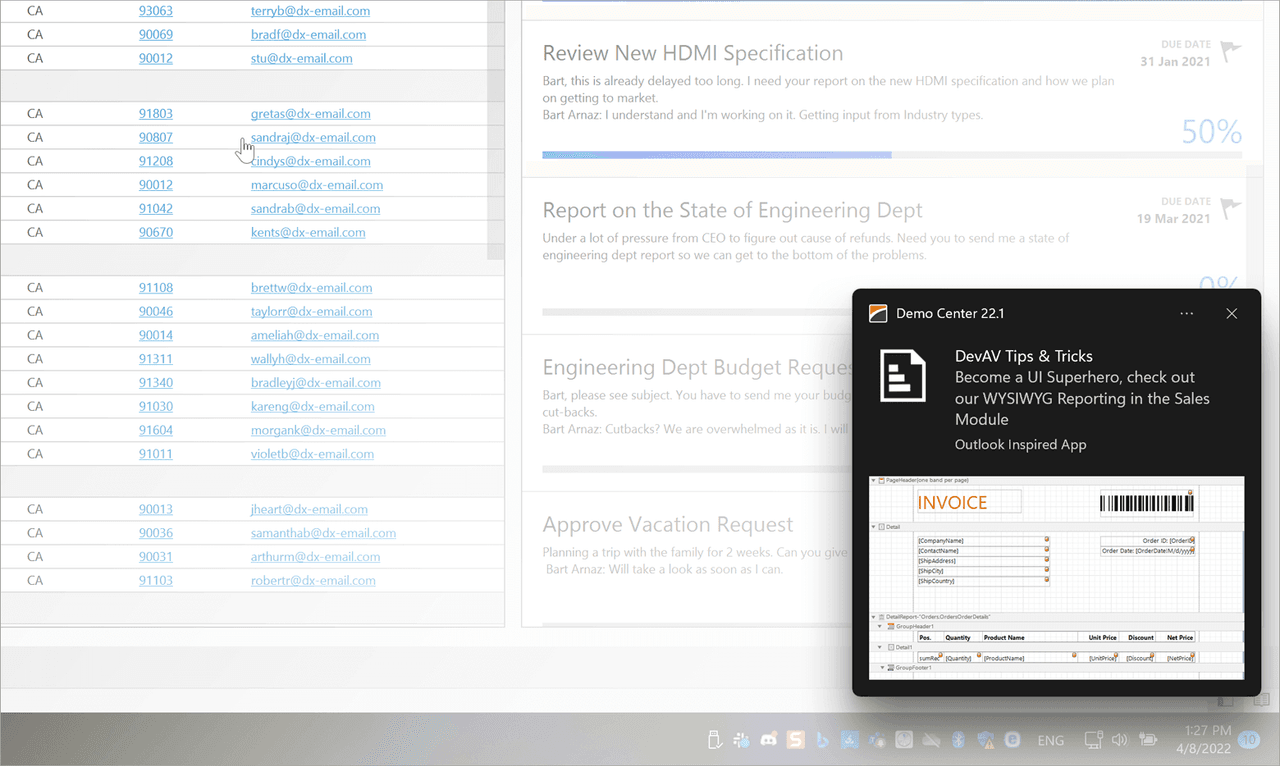 DevExpress WinForms UI Notification Controls 제품 이미지